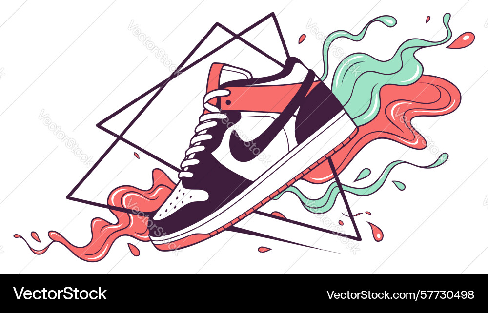 Dynamic sneaker with abstract colorful swirls Vector Image