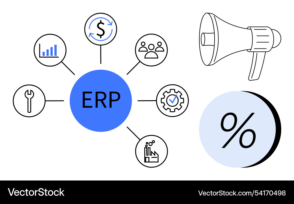 Erp system integration concept with business Vector Image