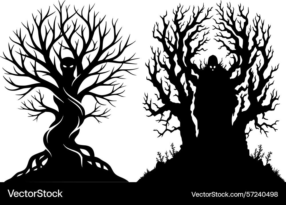 Ghost like tree graphics set Vector Image