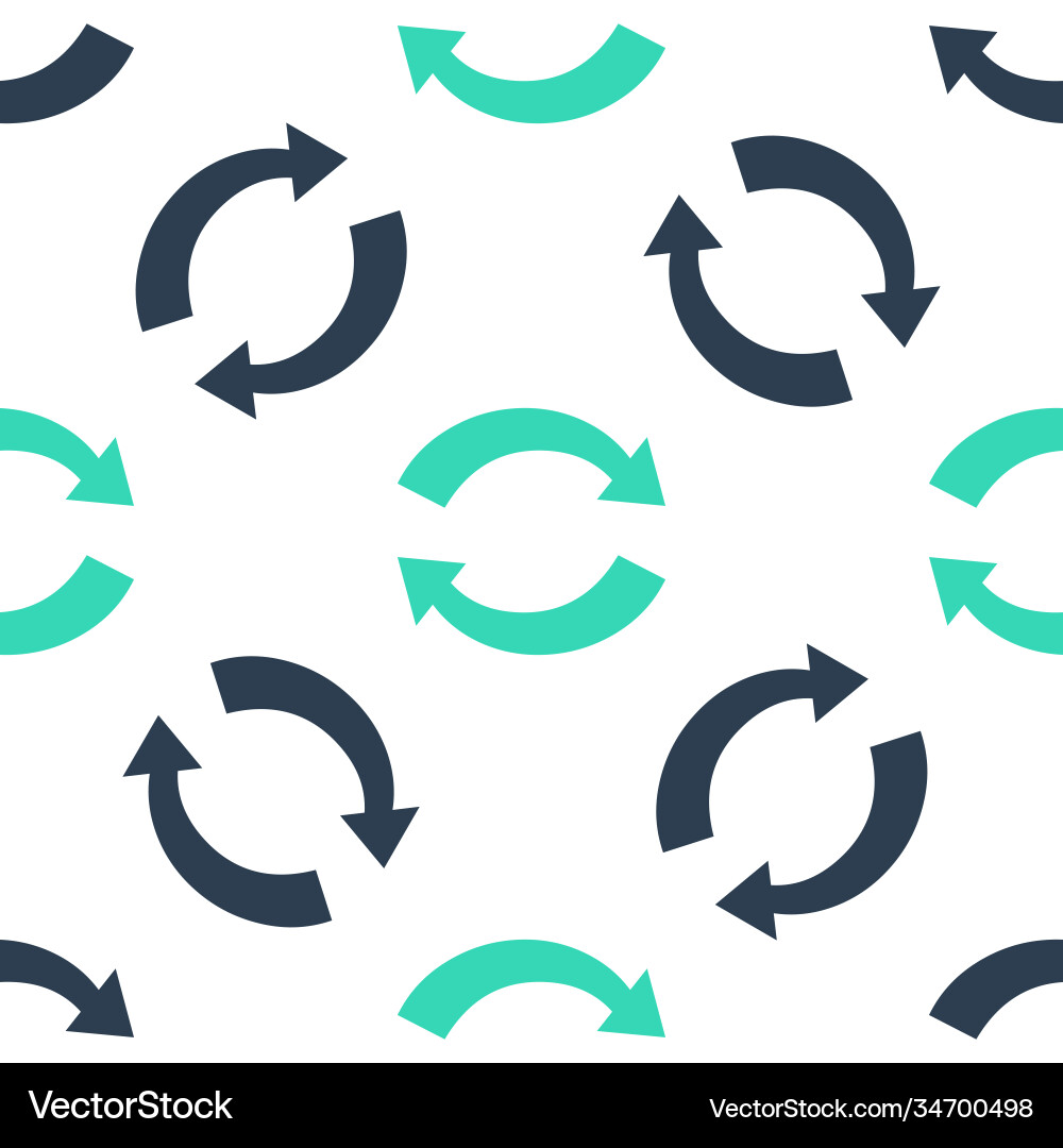 Green refresh icon isolated seamless pattern Green refresh icon isolated seamless pattern vector image