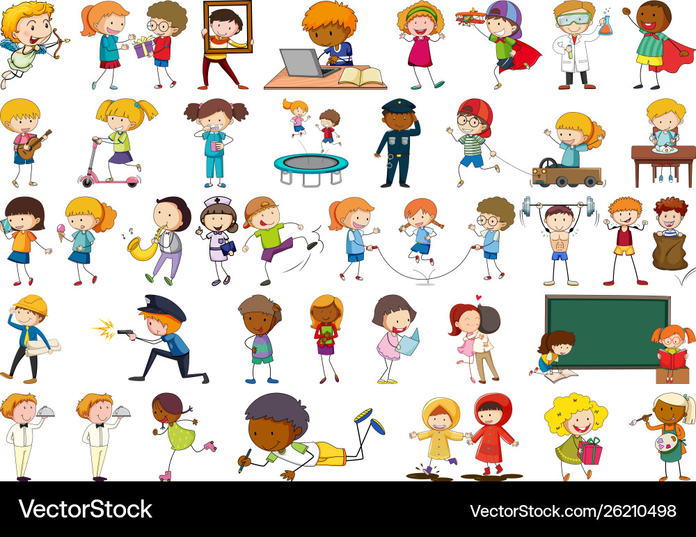 Large set simple characters vector image