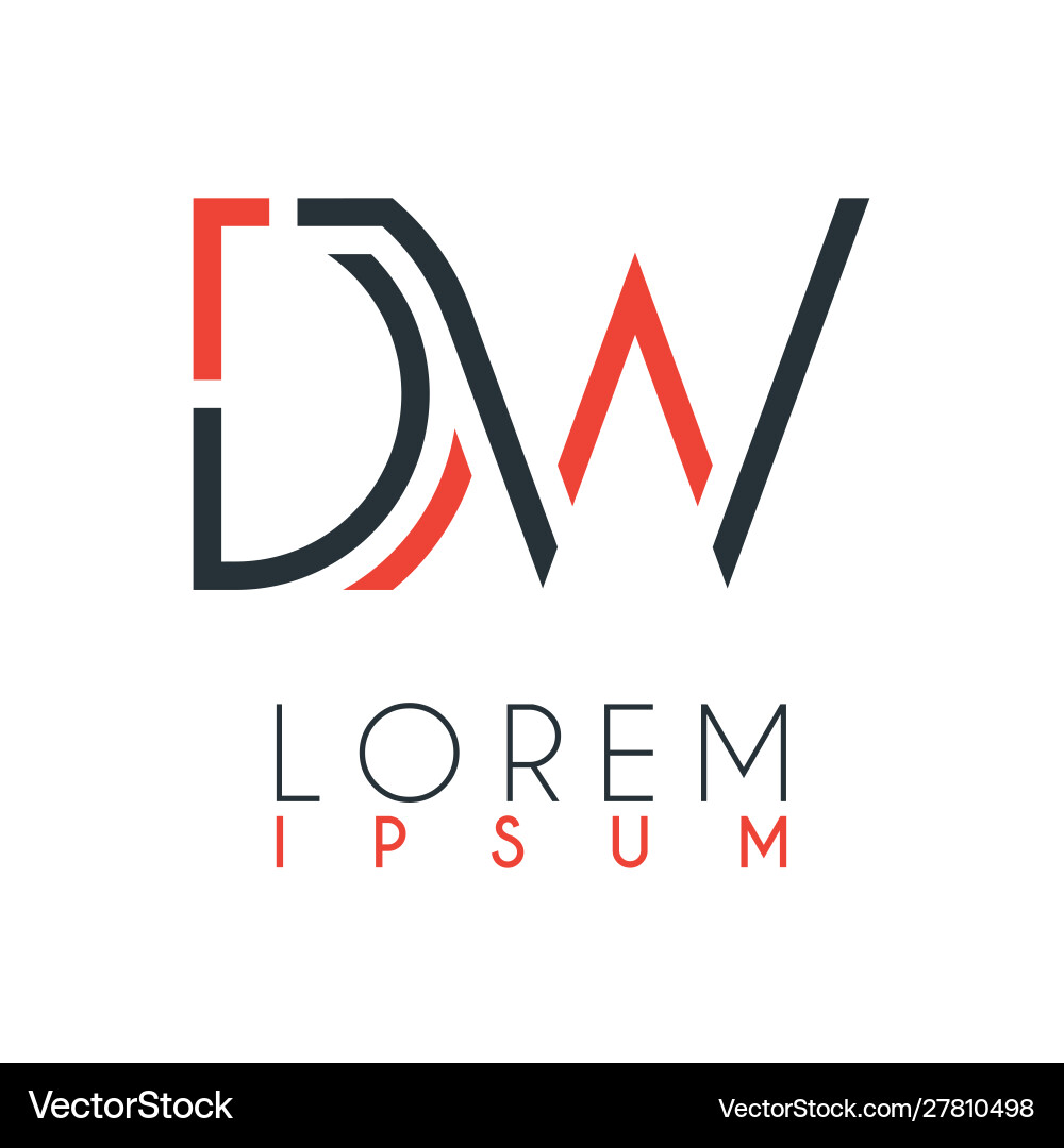 Logo between letter d and w or dw Logo between letter d and w or dw vector image