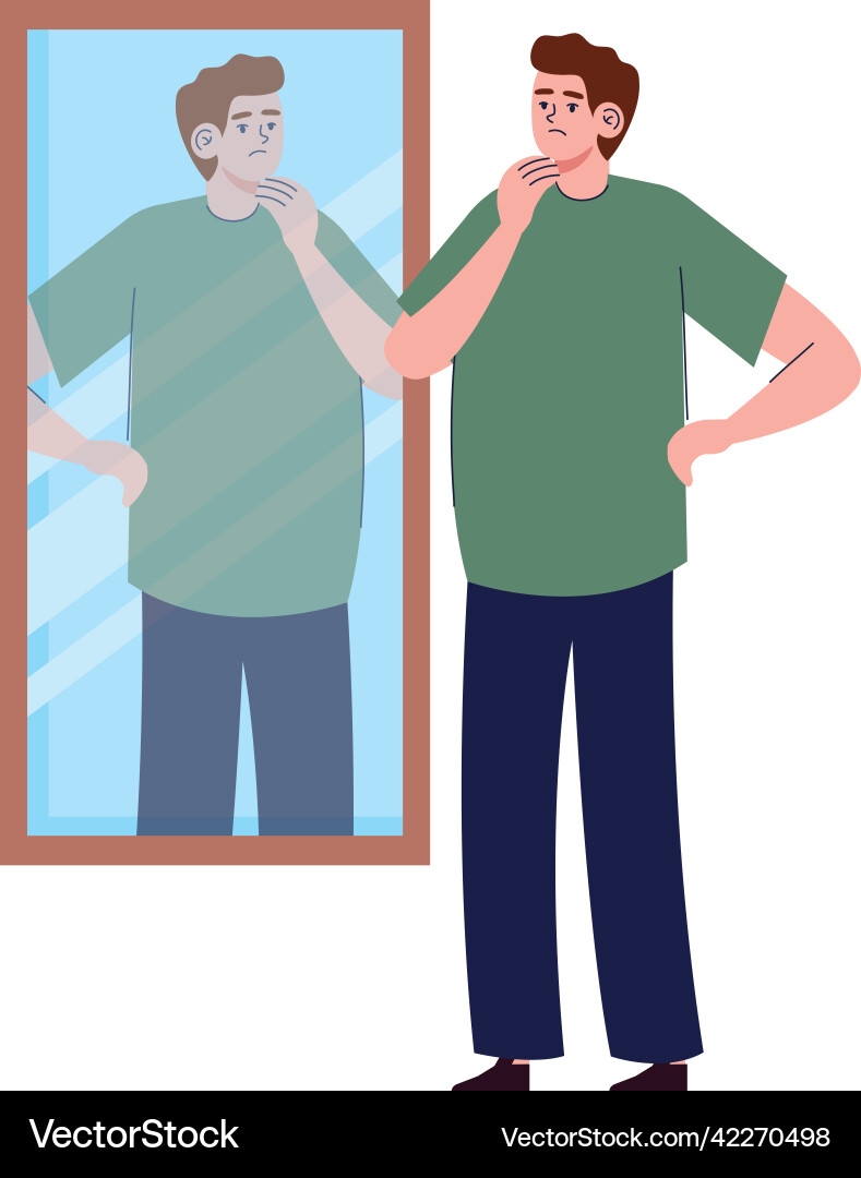 Man with mirror Vector Image