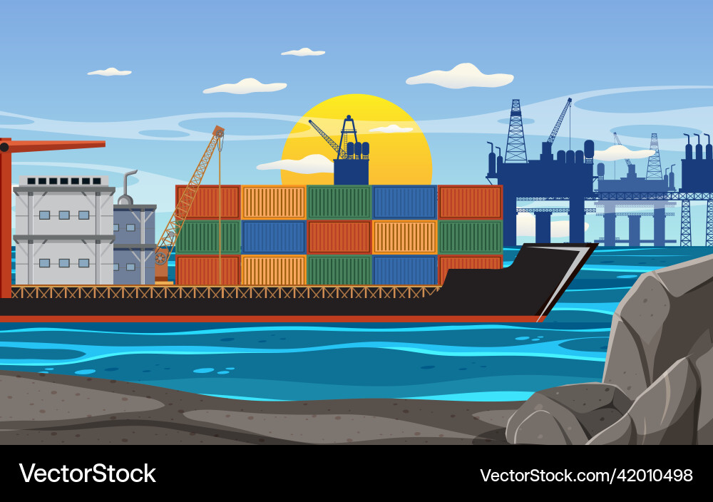 Petroleum industry concept with offshore oil Petroleum industry concept with offshore oil vector image