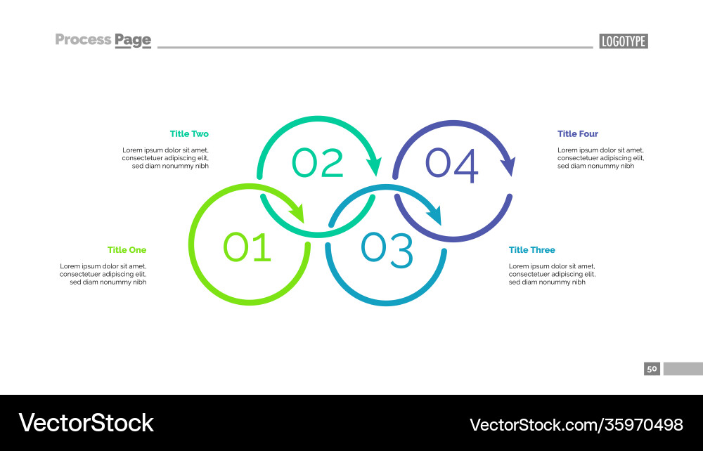Process diagram with four elements slide Vector Image