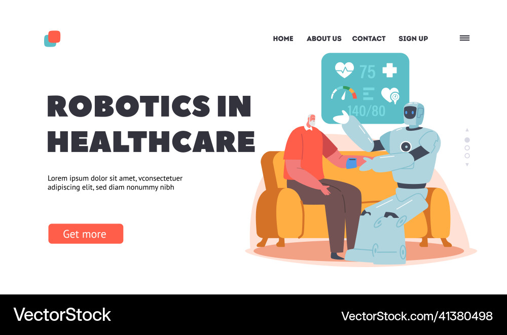 Robotics in healthcare landing page template Vector Image