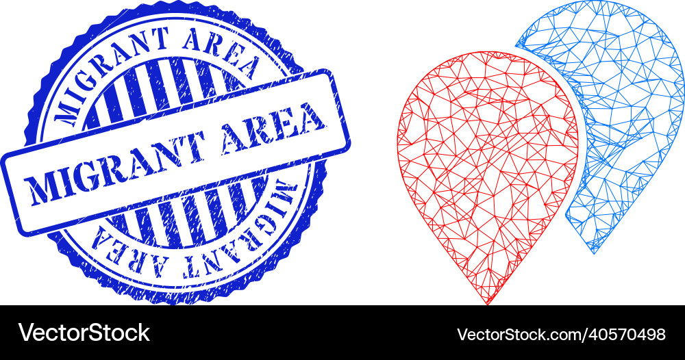 Rubber migrant area stamp and net map pointers web Rubber migrant area stamp and net map pointers web vector image