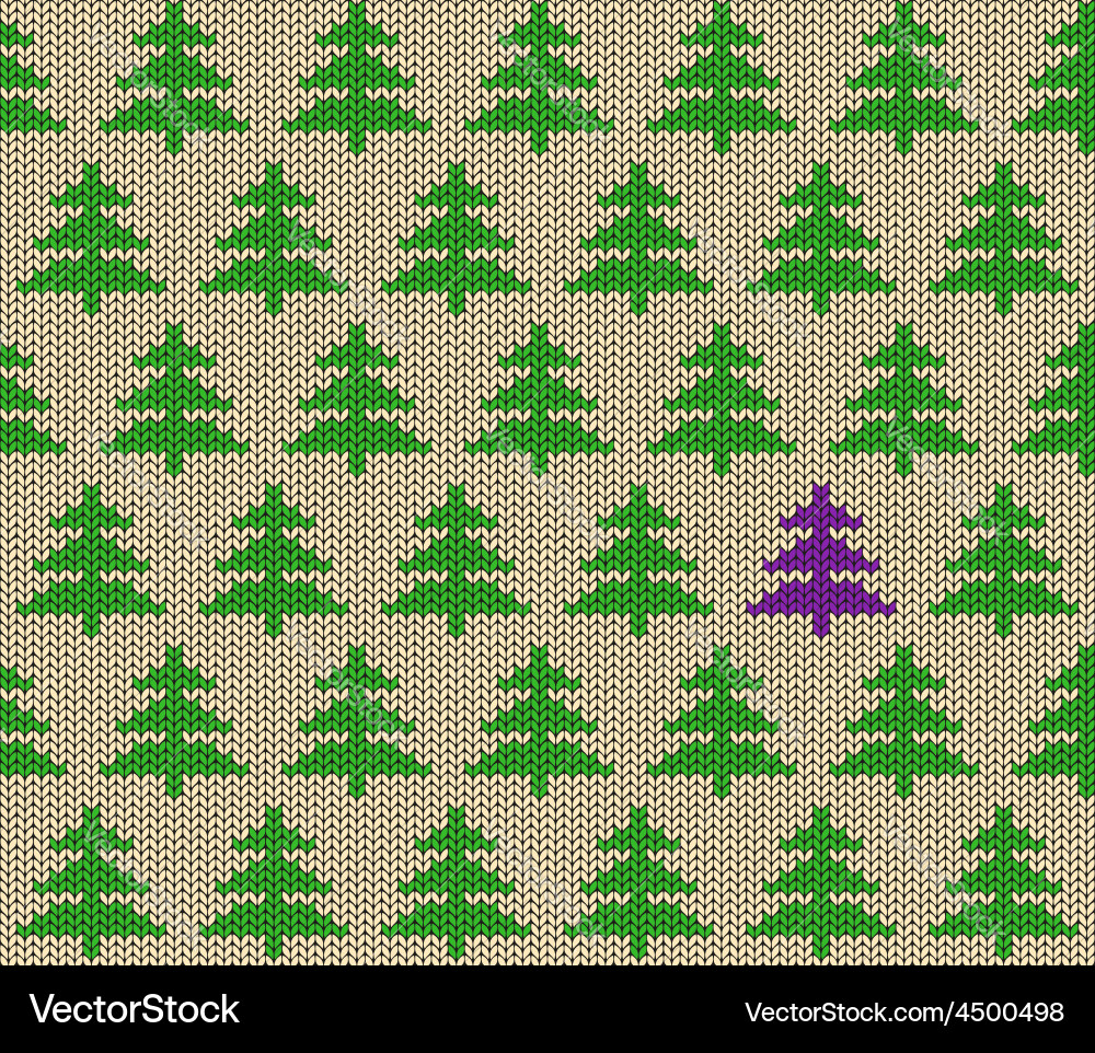 Seamless knitted pattern with trees Vector Image