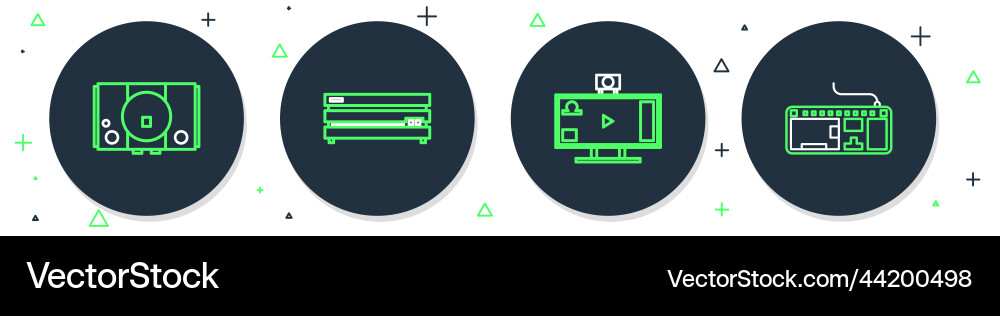 Set line video game console live streaming online Set line video game console live streaming online vector image