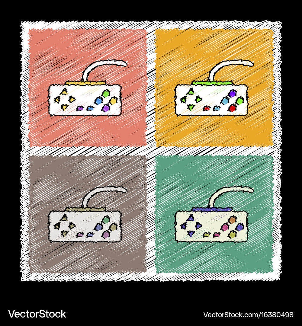 Set of flat shading style icons playing joystick vector image