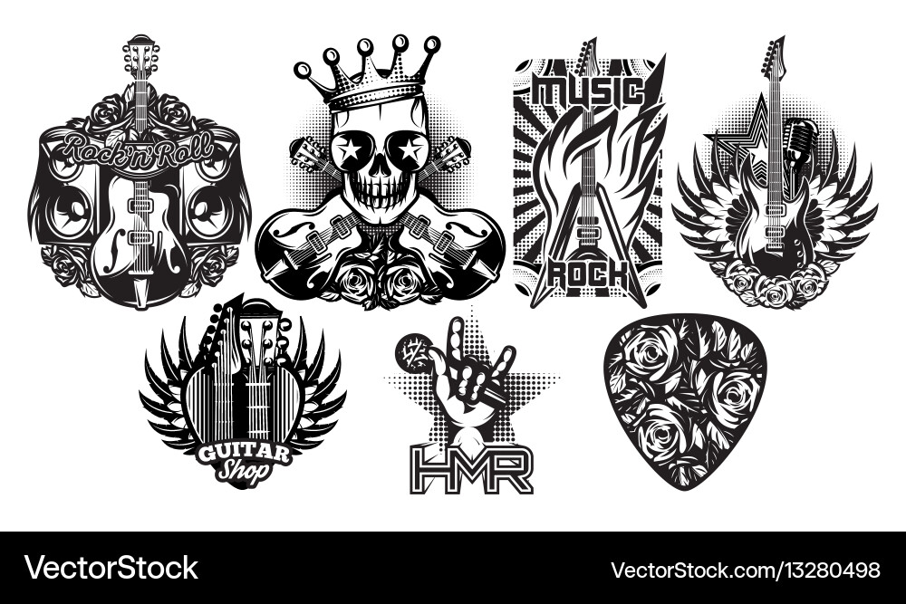 Set of monochrome pattern on the theme vector image