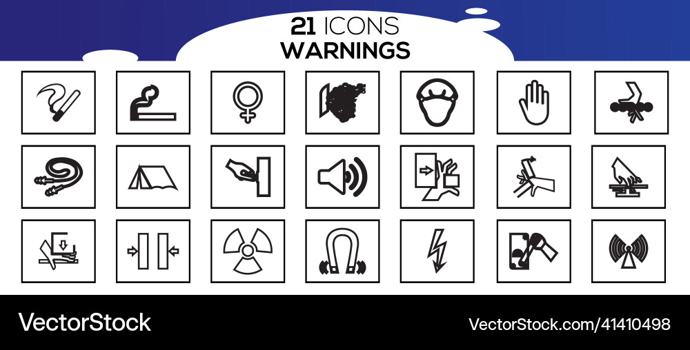 Simple set of warnings related line icons Simple set of warnings related line icons Vector Image