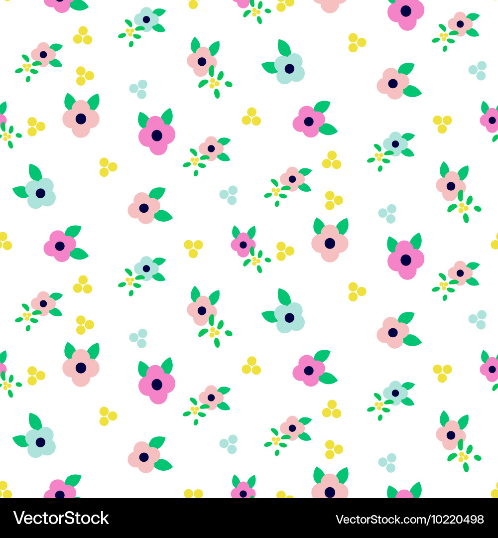 Spring small wild flower field seamless pattern vector image