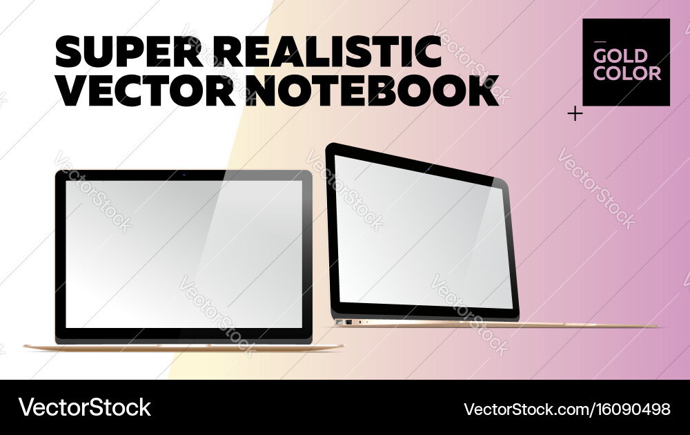 Super realistic notebook with blank screen vector image