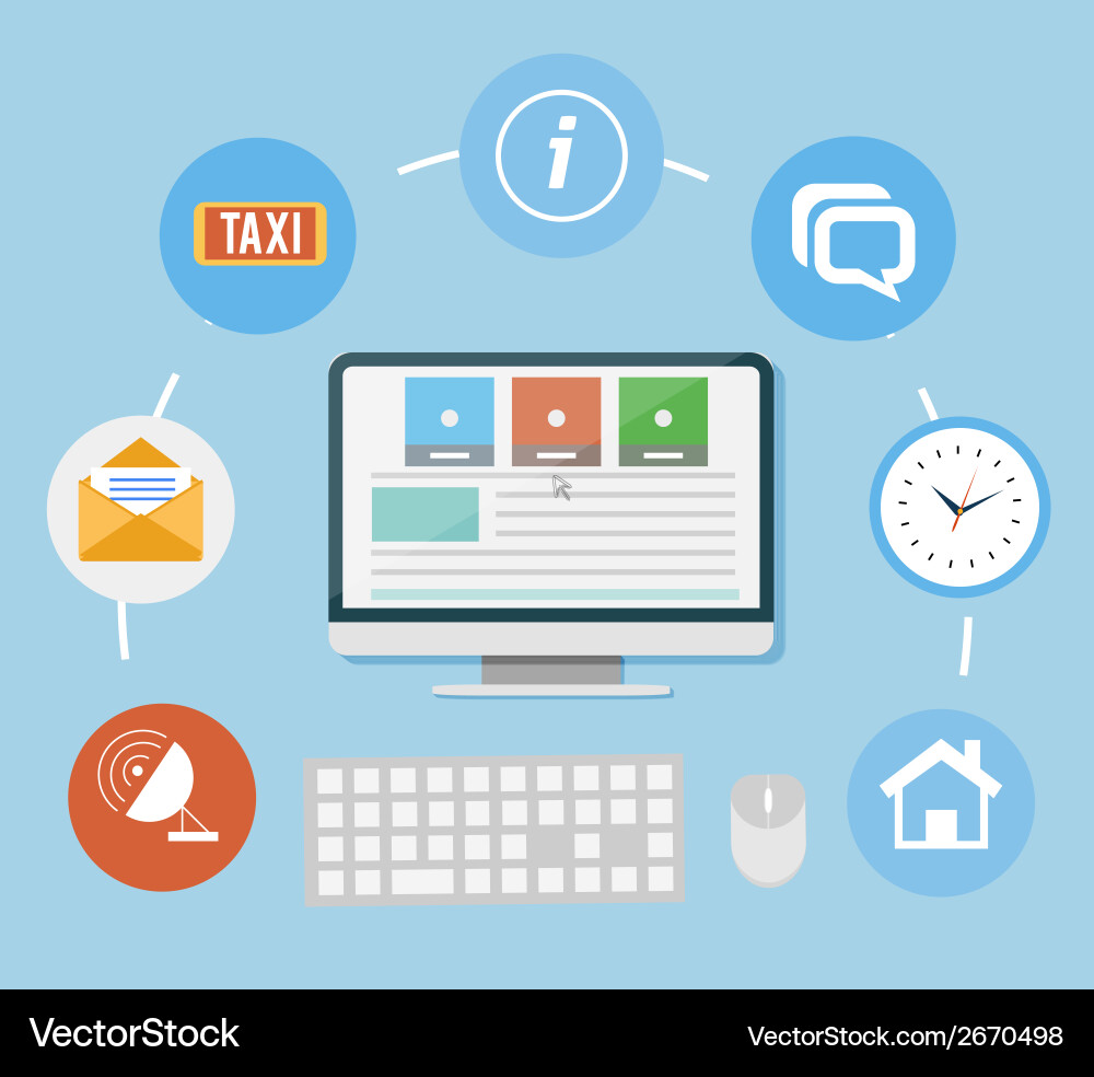 Support concept with different item icons Vector Image