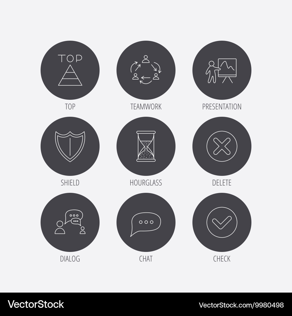 Teamwork presentation and dialog icons Vector Image