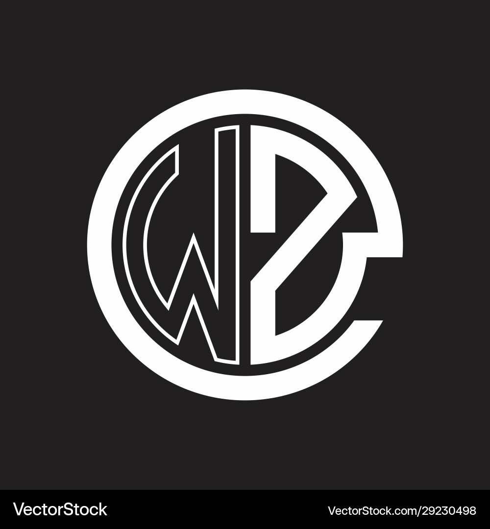 Wz logo with circle rounded negative space design Vector Image