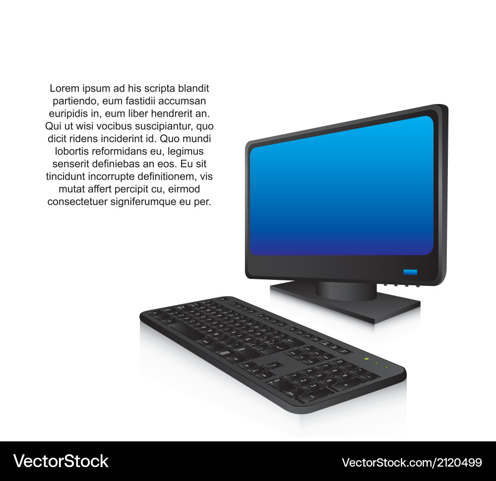 3d computer with keyboard technology Vector Image