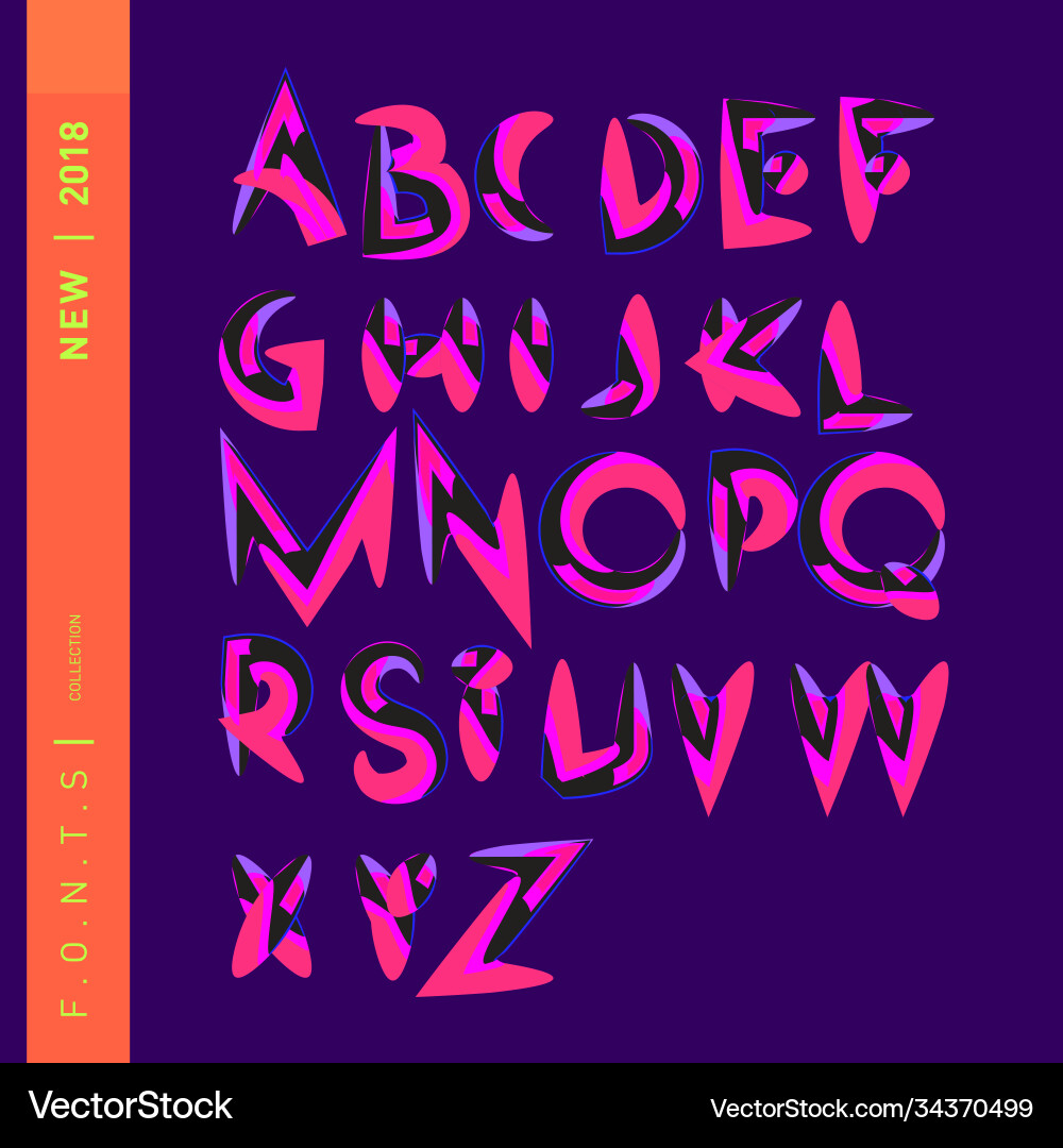 Abstract colorful font and alphabet vector image