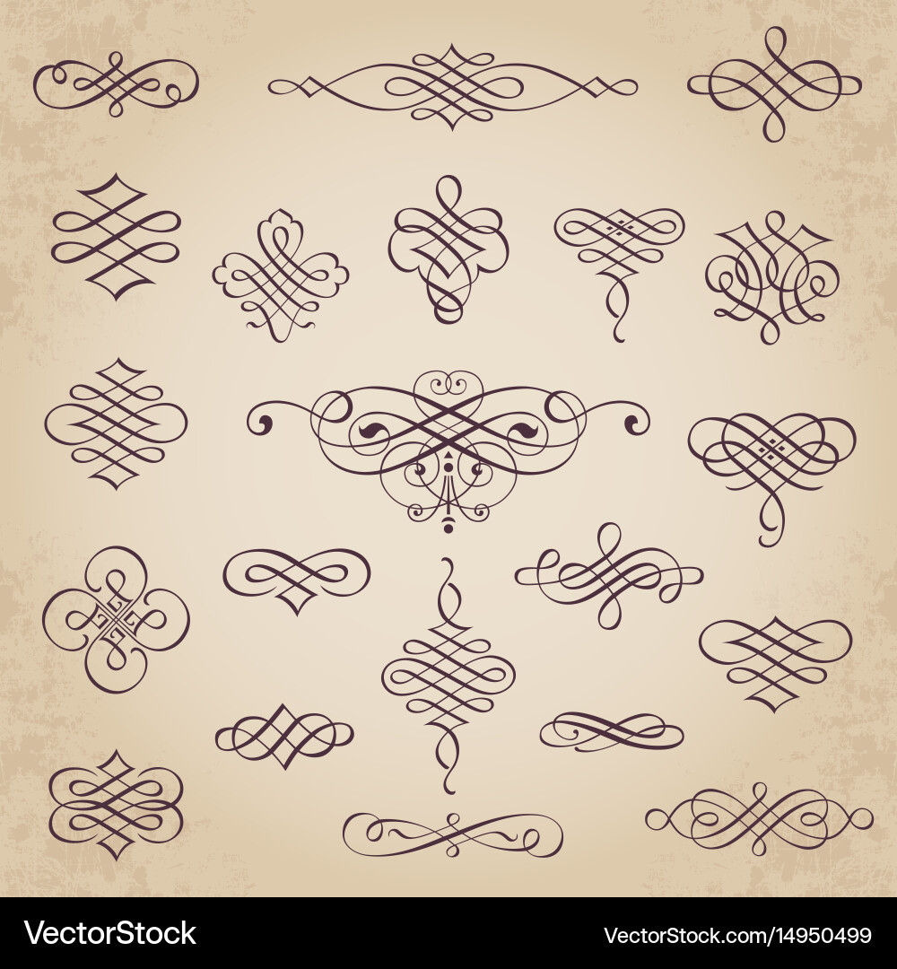 Calligraphic Scroll Elements Vector Image
