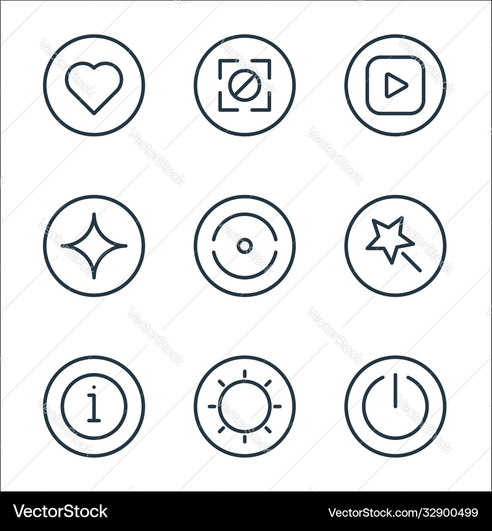 Camera line icons linear set quality vector image