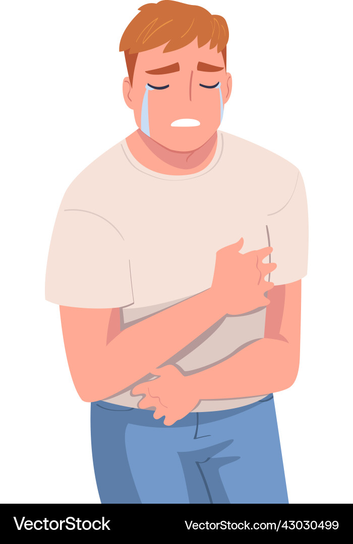 Crying man character weeping and sobbing from Crying man character weeping and sobbing from Vector Image