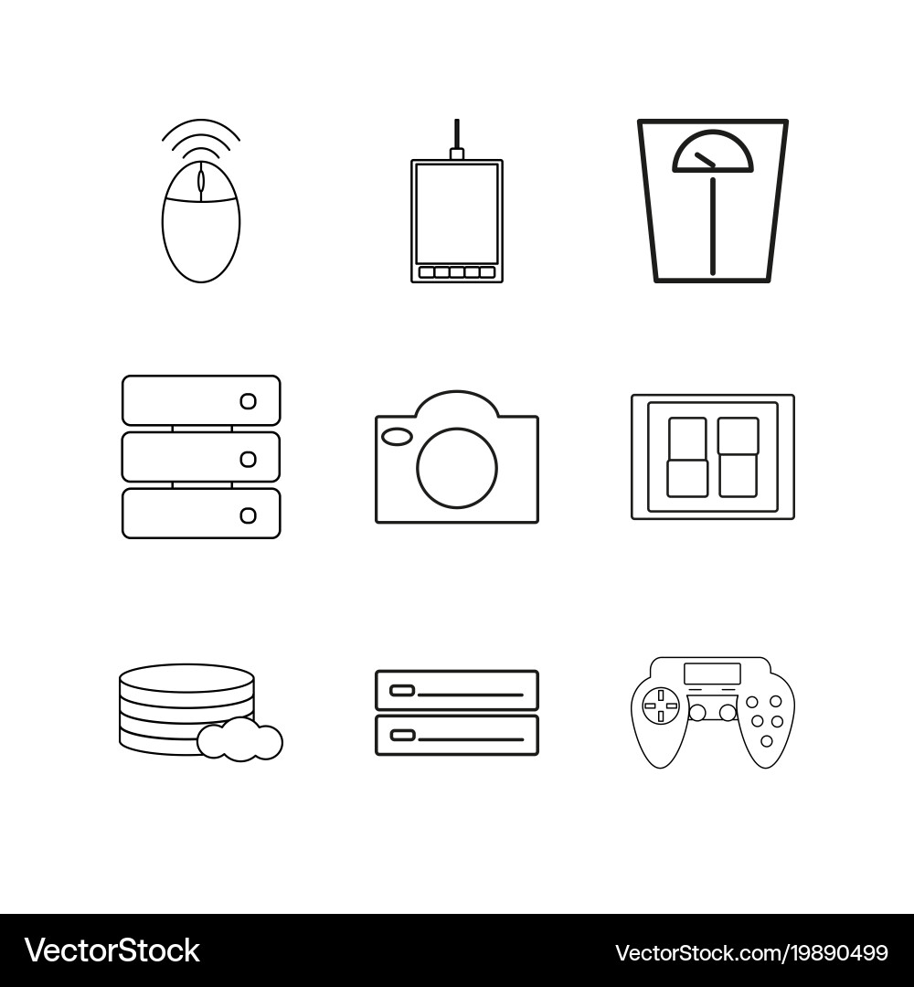 Devices linear icon set simple outline icons vector image