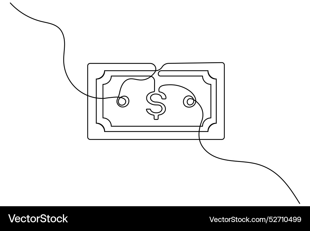 Dollar icon continuous one line drawing of isolate Dollar icon continuous one line drawing of isolate vector image