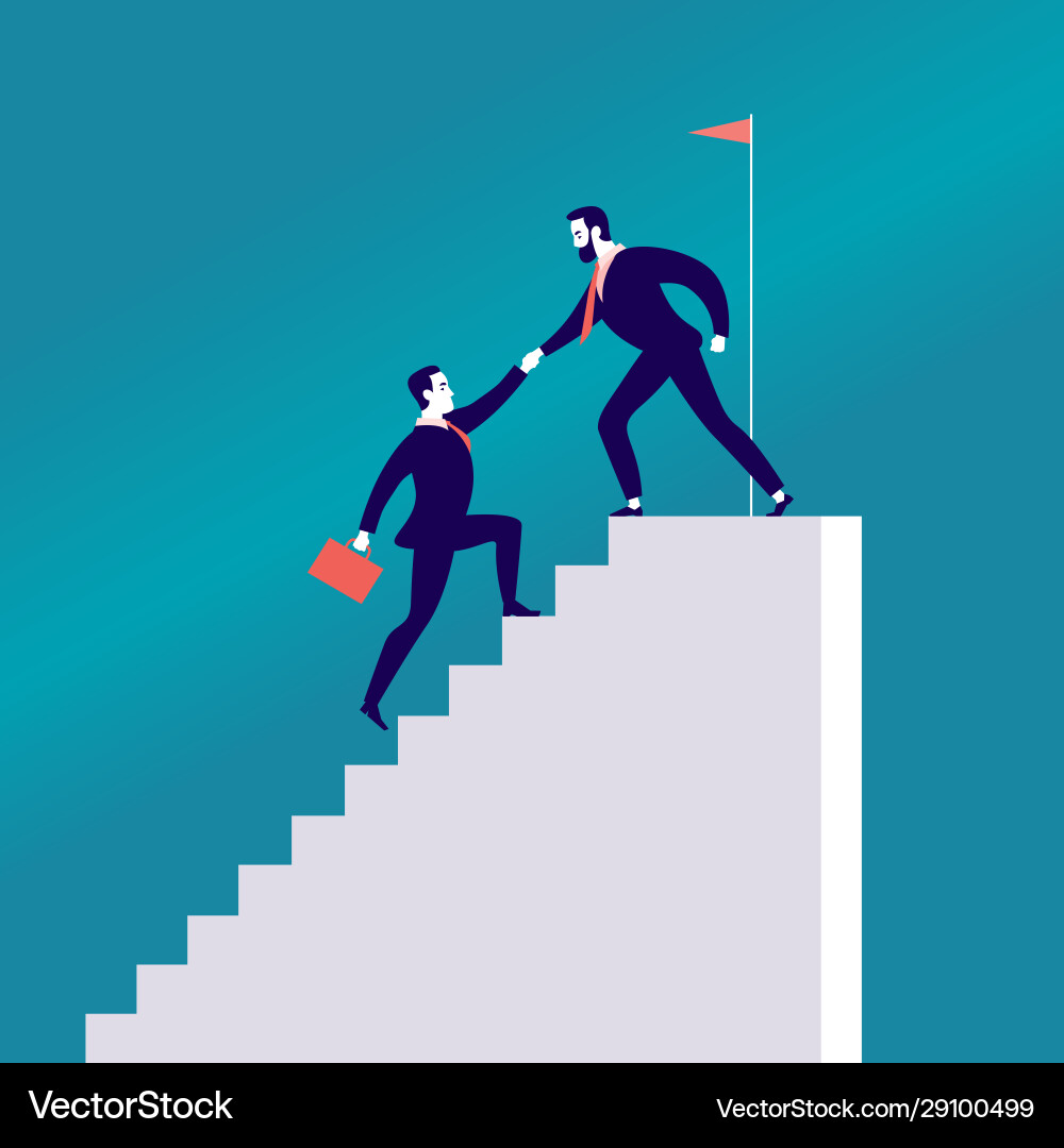 Flat with business people climbing together Flat with business people climbing together vector image