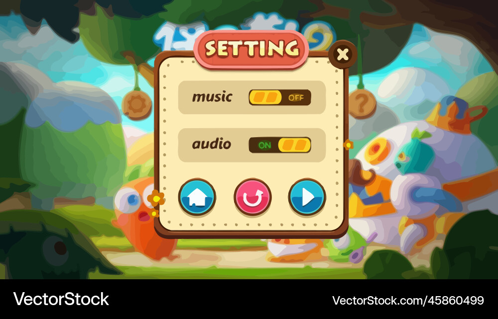 Komplettes Set von Level-Taste Spiel ui Pop-up-Symbol vektorbild