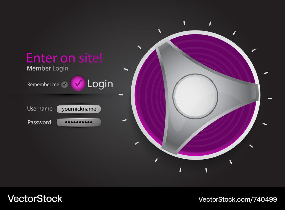 Login page with tune button Vector Image