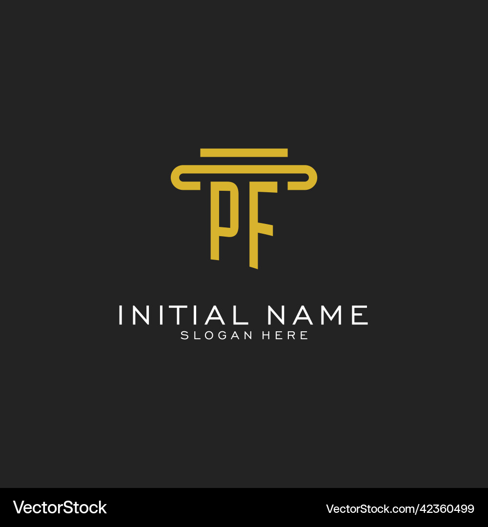 Pf initial logo with simple pillar style design Vector Image