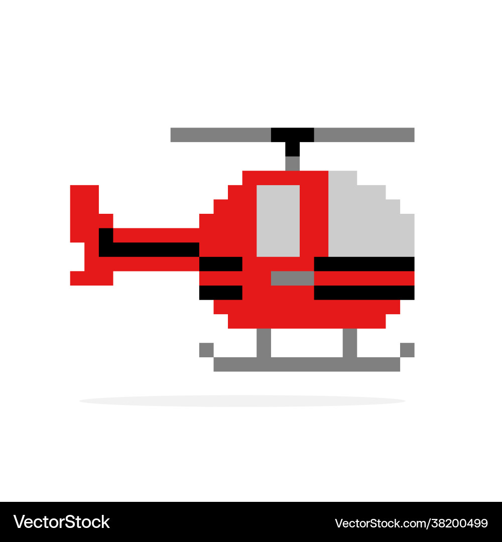 Pixel helicopter for 8 bit game assets Vector Image