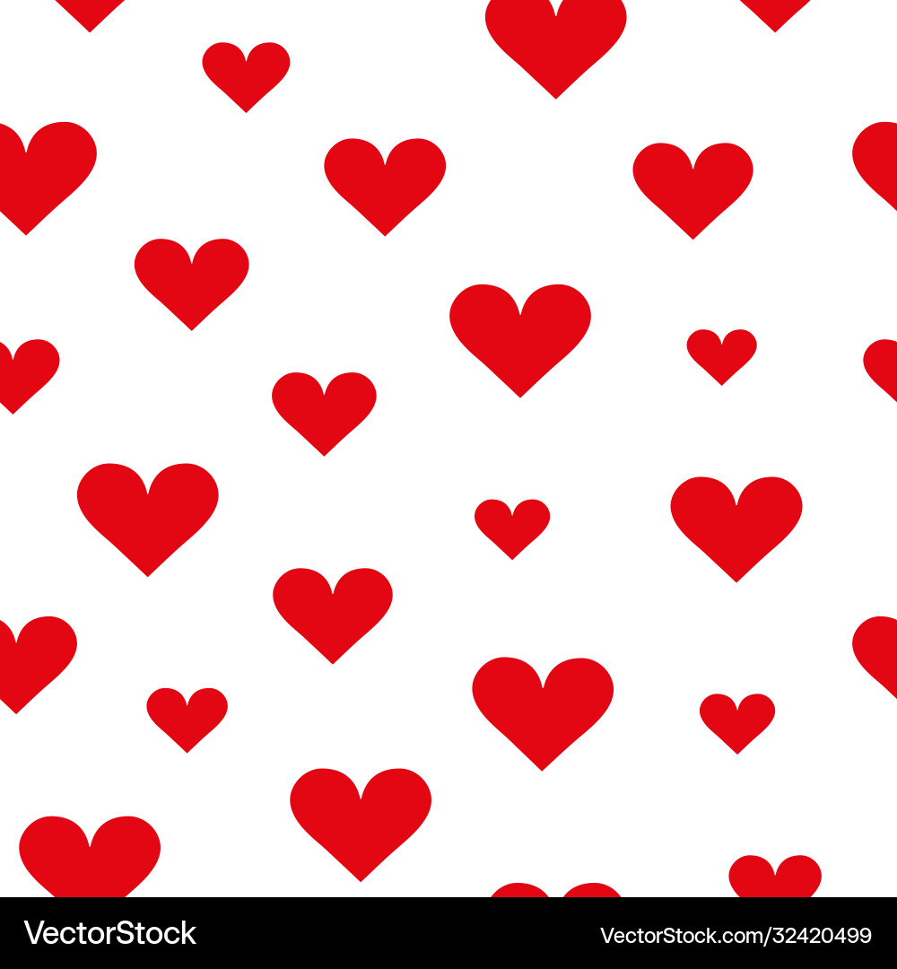 Red heart pattern on white background Royalty Free Vector