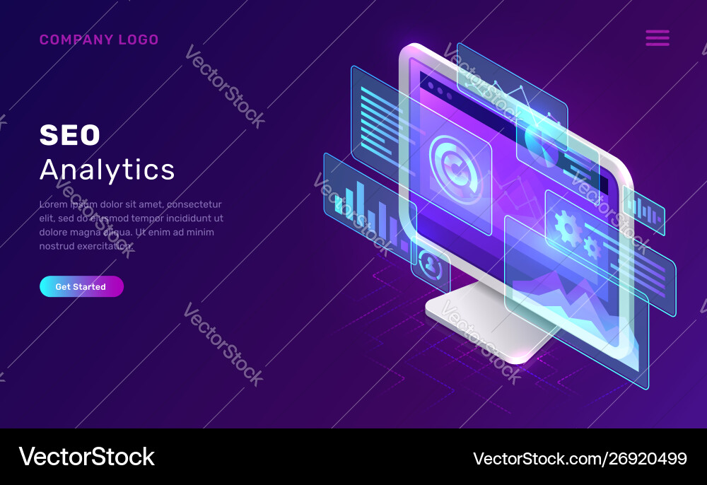 SEO Analytics Dashboard - Digital Data Vector Image