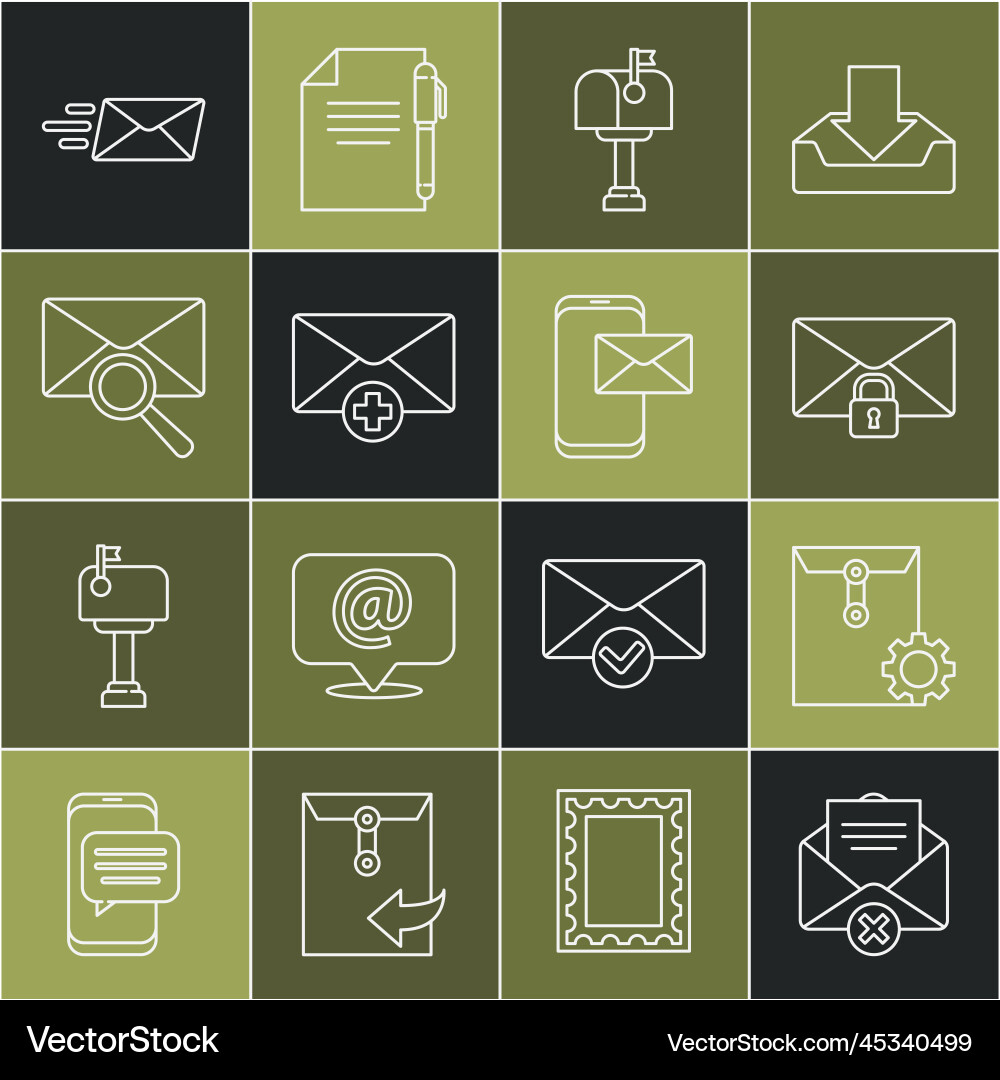 Set line delete envelope setting mail Set line delete envelope setting mail vector image
