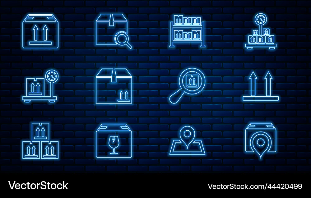 Set line location with cardboard box this side up Set line location with cardboard box this side up vector image