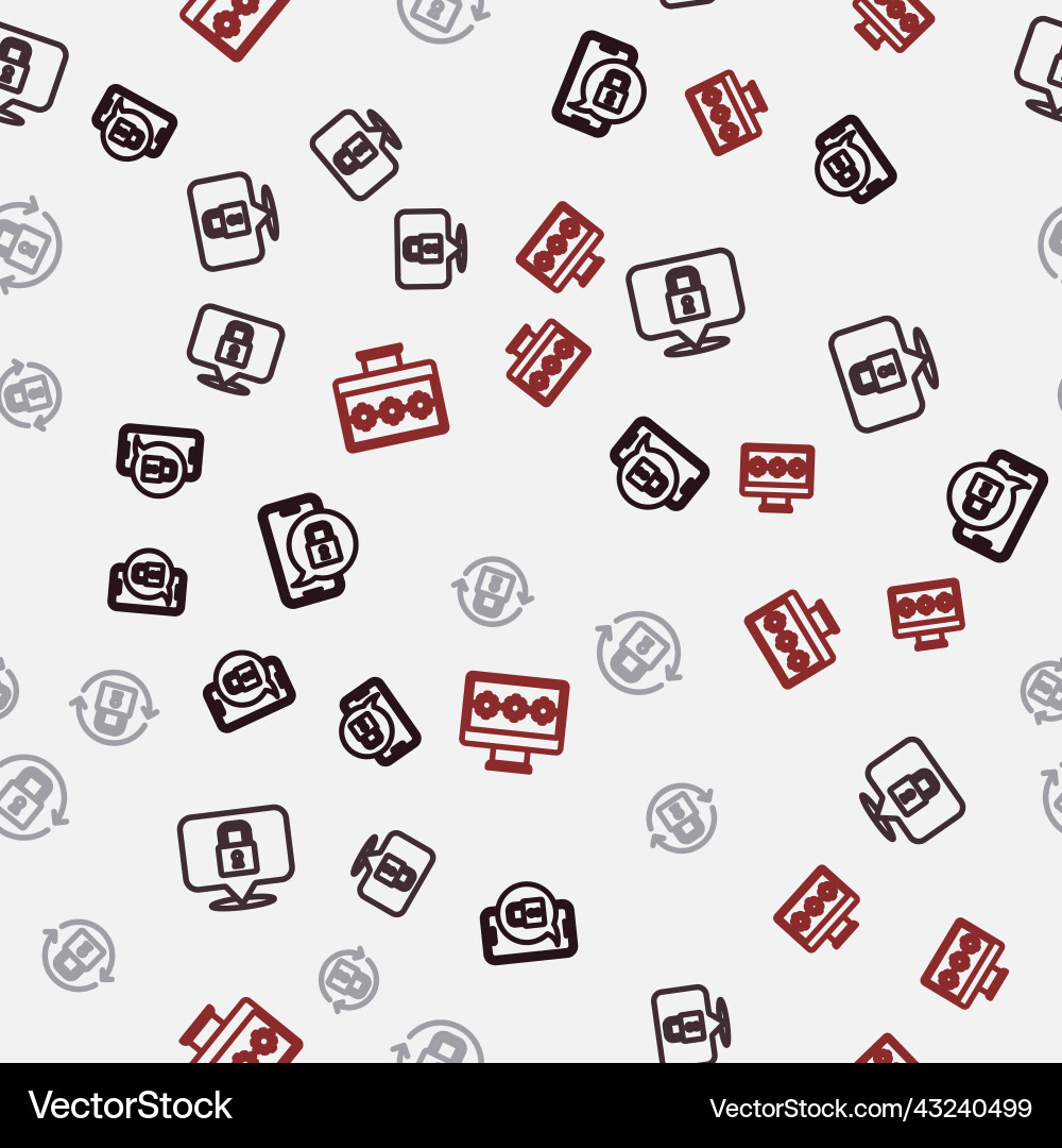 Set line mobile with closed padlock lock Set line mobile with closed padlock lock vector image