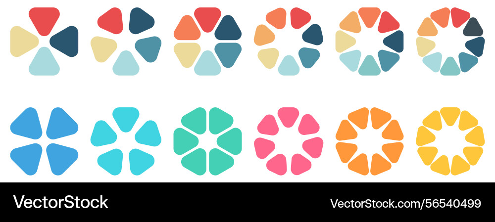 Triangles with slightly rounded vertices forming Triangles with slightly rounded vertices forming vector image