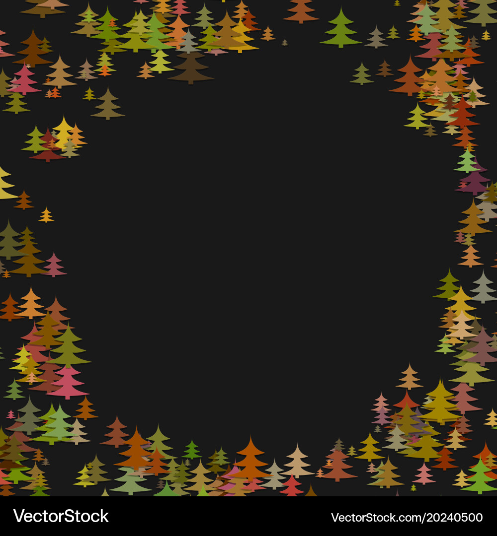 Abstract random pine tree pattern round border Vector Image