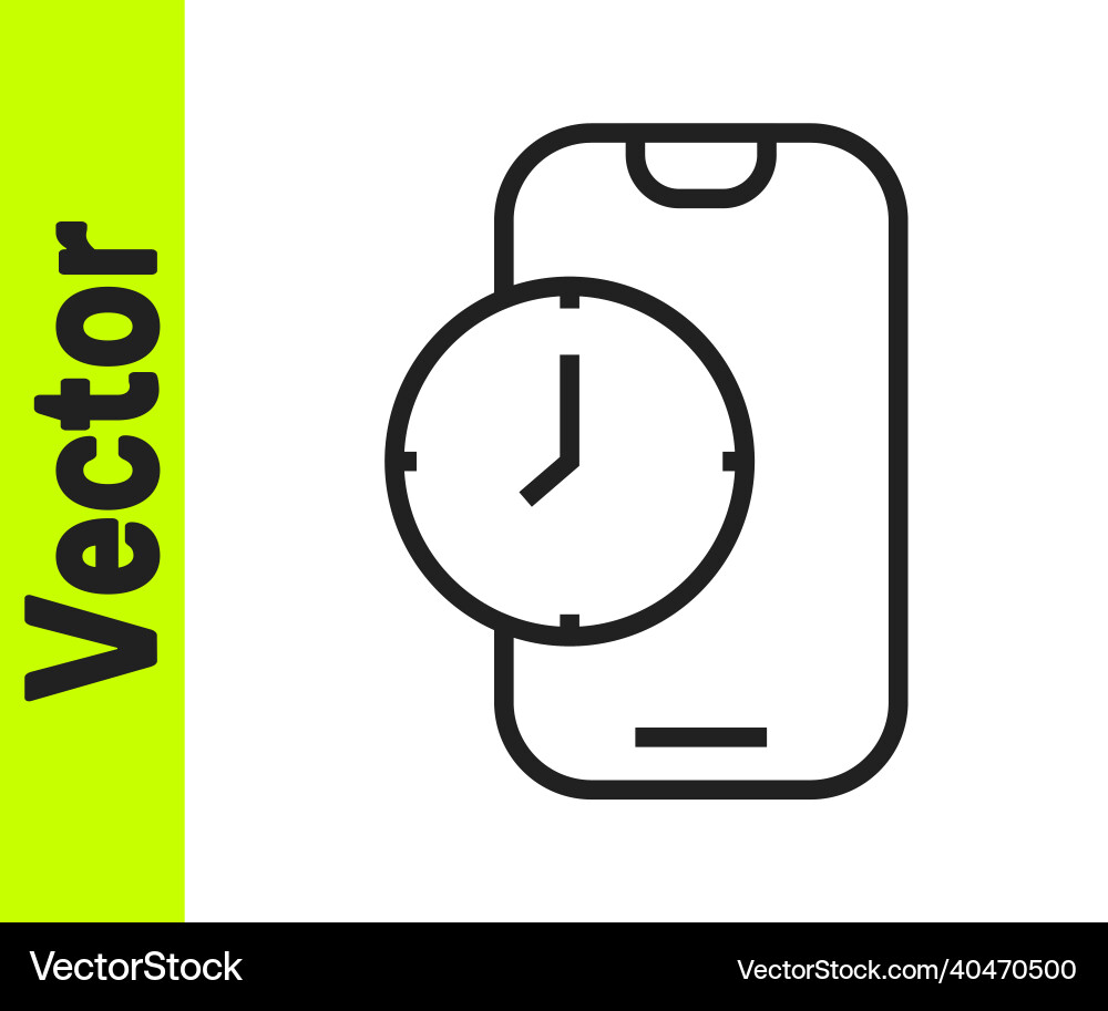 Black line alarm clock app smartphone interface Black line alarm clock app smartphone interface vector image