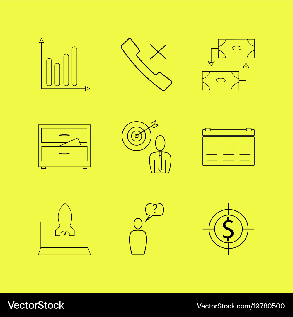 Business linear icon set simple outline icons Vector Image