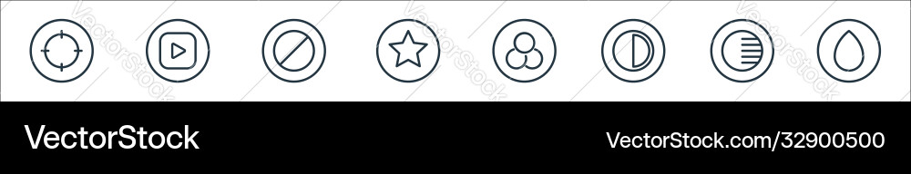 Camera line icons linear set quality Camera line icons linear set quality vector image