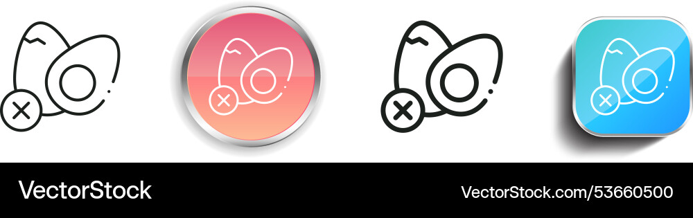 Egg free icon thin linear regular and button Egg free icon thin linear regular and button vector image