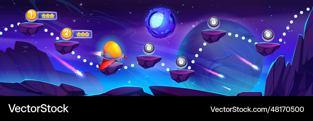 Galaxy space map level game ui background Galaxy space map level game ui background vector image