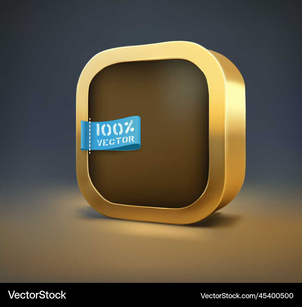 Gold Metallic Cube - 3D Object Vector Image