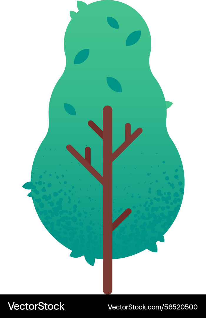Green tree with falling leaves and brown trunk Green tree with falling leaves and brown trunk Vector Image