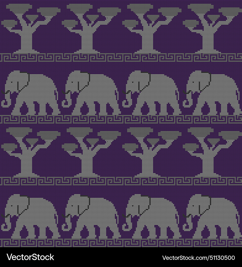 Knitted seamless pattern with elephants Vector Image