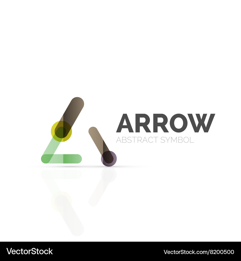 Linear arrow abstract logo connected multicolored vector image