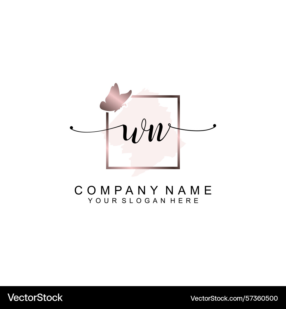 Minimalist handwritten wn initial logos with soft Vector Image